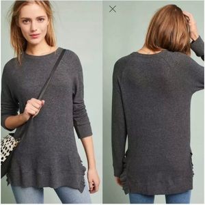 Anthropologie postmark grey ruffled hem sweater